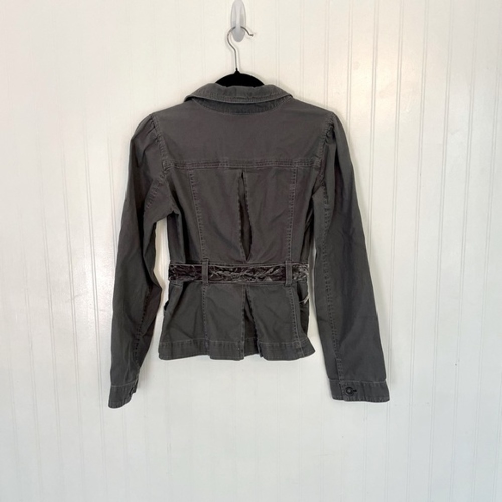 LOFT Gray Canvas Cotton Velvet Trim Jacket - 2 - Picture 8 of 9